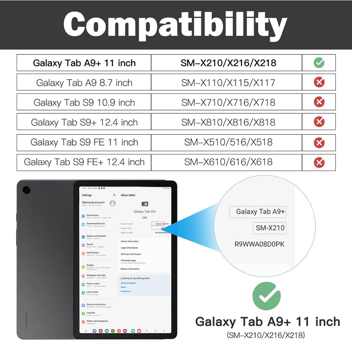 BRAECN für Galaxy Tab A9+ Hülle - Samsung Tablet A9 Plus 11" 2023 Schwarz | Stossfeste Schutzhülle m
