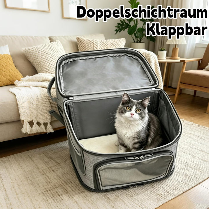 Katzenrucksack Grosse Katzen, Hunderucksack mit 7 Belüftungsfenstern, Zusammenklappbar Katzentranspo