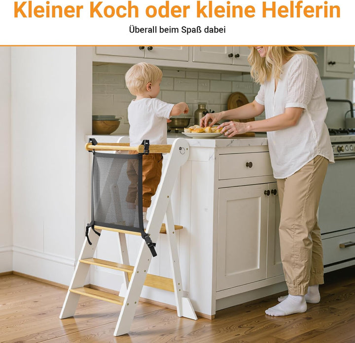COSYLAND Montessori Lernturm ab 1 Jahr klappbar – Höhenverstellbarer Kinder Lernturm | Faltbarer Mon