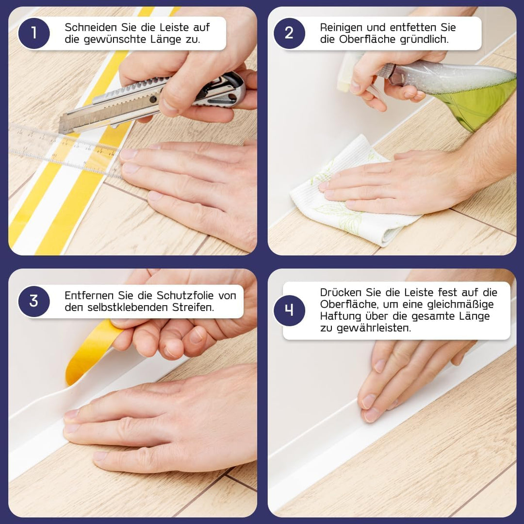 HOLZBRINK Weichsockelleiste selbstklebend Weiss Knickleiste, Material: PVC, 70x20mm, 5 Meter 5m Weis