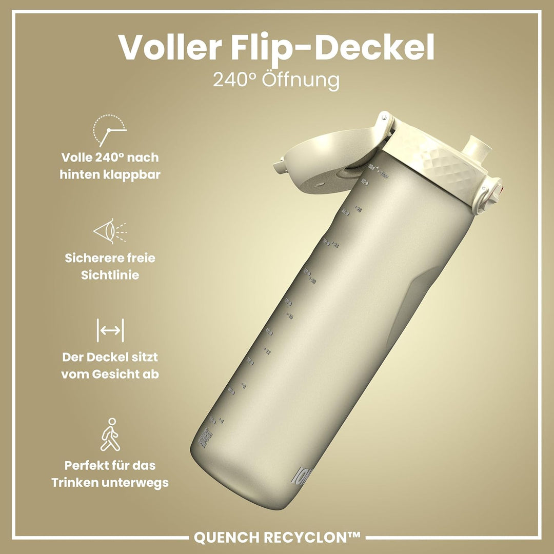 ion8 1 Liter Trinkflasche, 1000ml, Auslaufsicher, Einhandöffnung, Sichere Verriegelung, Spülmaschine