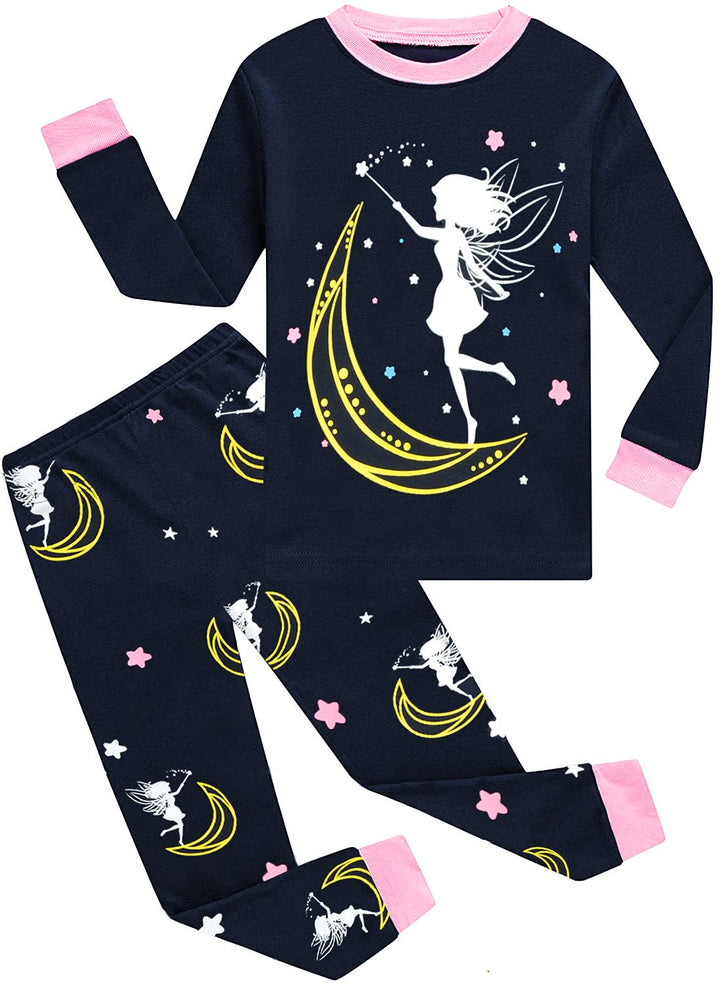 EULLA Kinder Mädchen Schlafanzüge Langarm Baumwolle Winter Pyjama Set Einhorn Prinzessin Dino Hase E