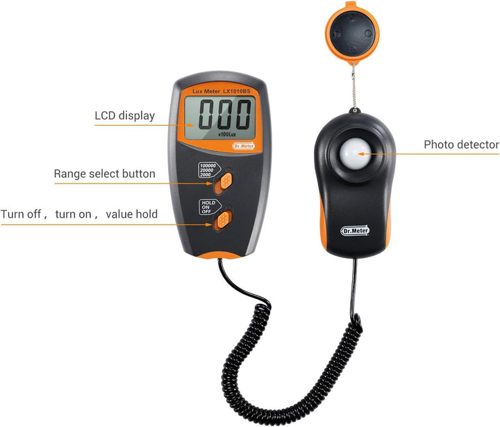 Luxmeter - Dr.meter Belichtungsmesser Digital Luxmeter Lichtmessung Beleuchtungs messgerät LX1010B 1