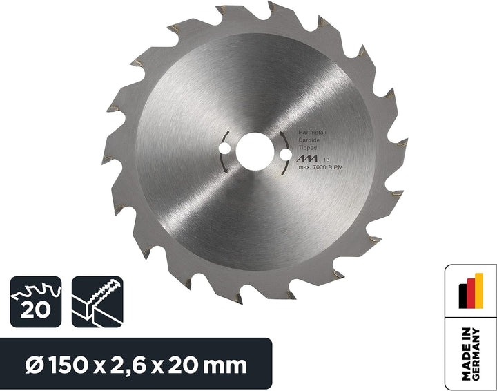 kwb Kreissägeblatt 150 x 20 mm, Made in Germany, schneller Schnitt, Sägeblatt geeignet für Weich- un