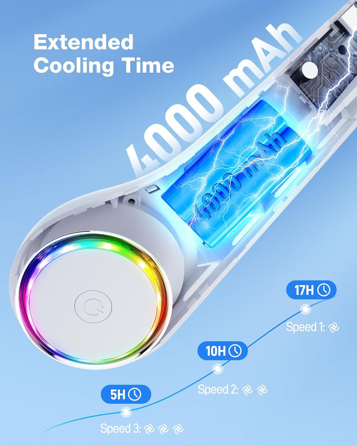 Ultrlent Tragbarer Ventilator für Hals,Mini USB Ventilator Leiser,3 Geschwindigkeiten,4000mAh Nacken