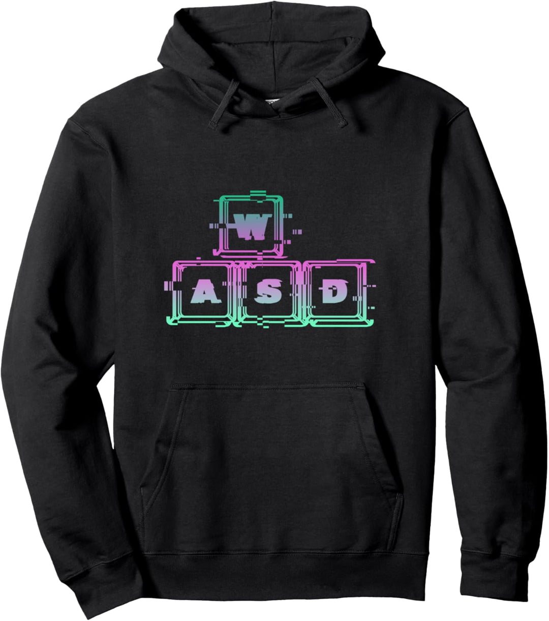 WASD PC Gamer, Zocker Vaporwave Aesthetic Glitch Motiv Pullover Hoodie