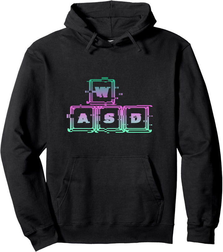 WASD PC Gamer, Zocker Vaporwave Aesthetic Glitch Motiv Pullover Hoodie