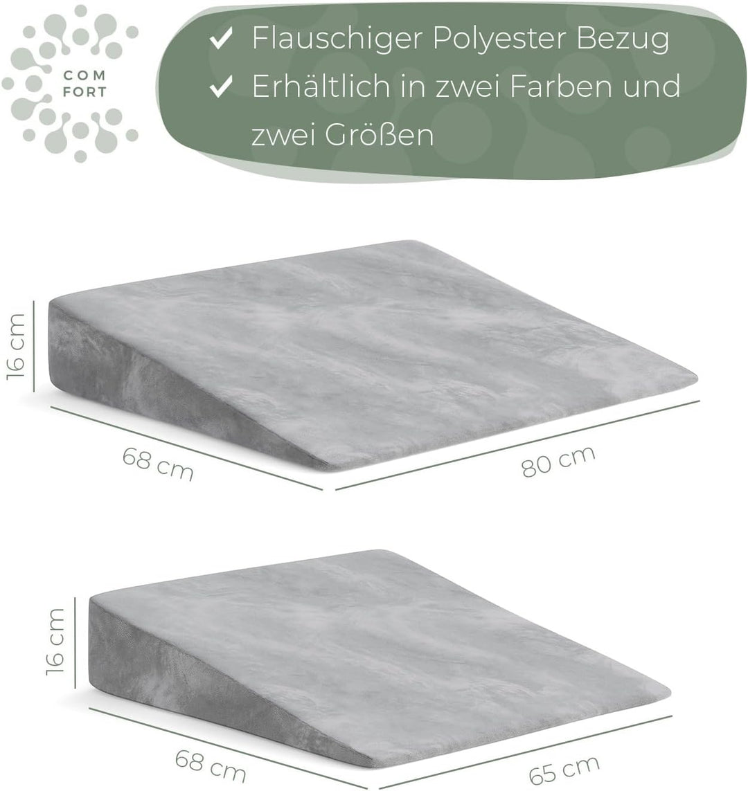 Keilkissen für Bett und Couch, Matratzenkeil, Reflux Kissen [mit 2 Liegezonen], Lesekissen zur Schla