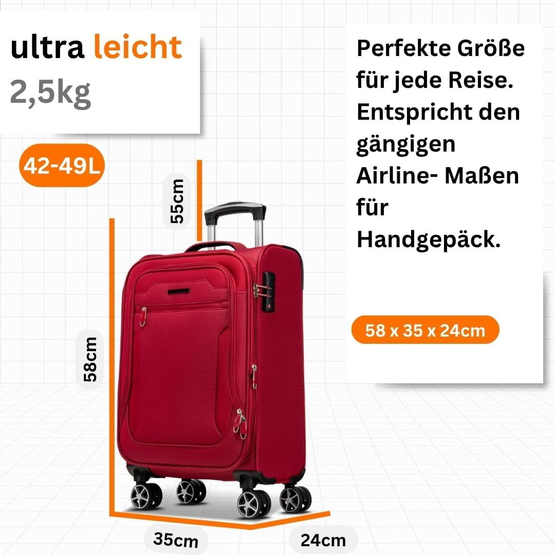 Cocoono Monterrey 360° Drehbarer Koffer - TSA-Zahlenschloss, Teleskopgestänge, RV-Dehnfalte, 8 Rolle