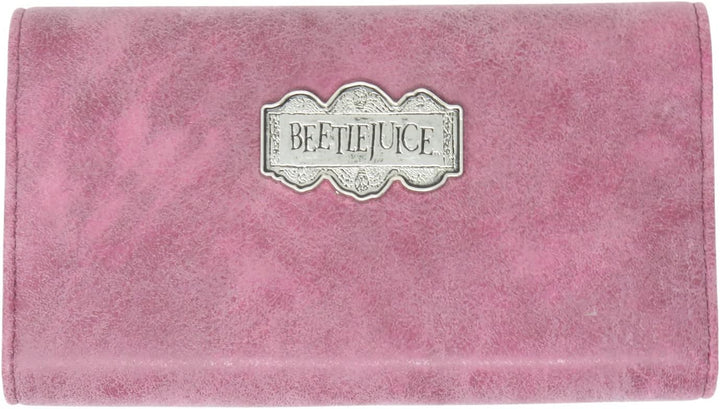 Bioworld Beetlejuice Handbook for The Recently Deeased Womens' Snap Faux Leather Tri-Fold Wallet Pur