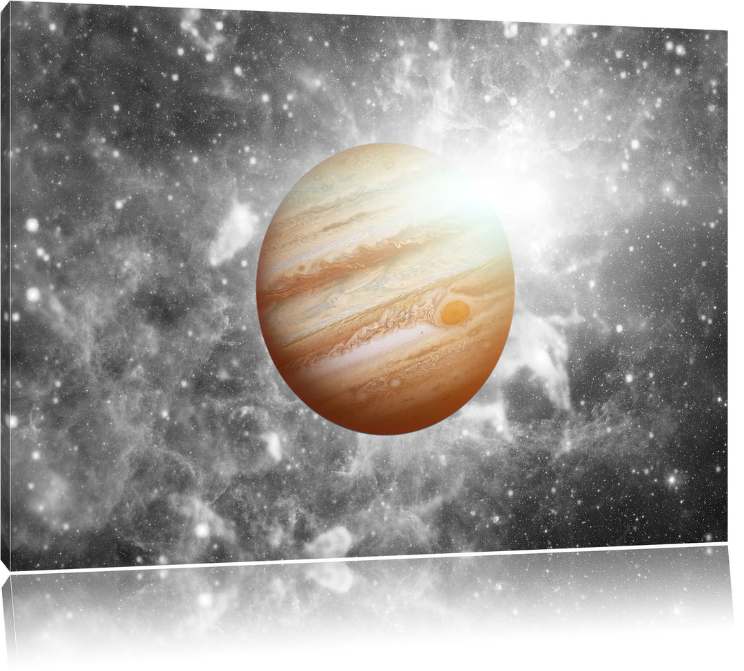 Pixxprint Planet Jupiter im Universum B&W Detail, Format: 100x70 auf Leinwand, 100x70