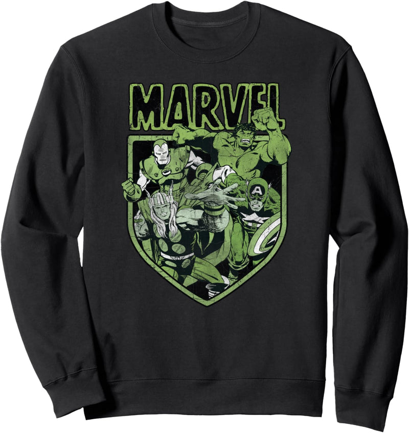 Marvel Avengers Group Shot Green Tone Crest Portrait Sweatshirt
