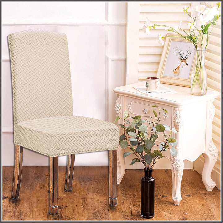 KELUINA Stretch wasserdichte Jacquard mit langem Gitter Esszimmer Stuhlhussen Home Decor, Stuhlhusse