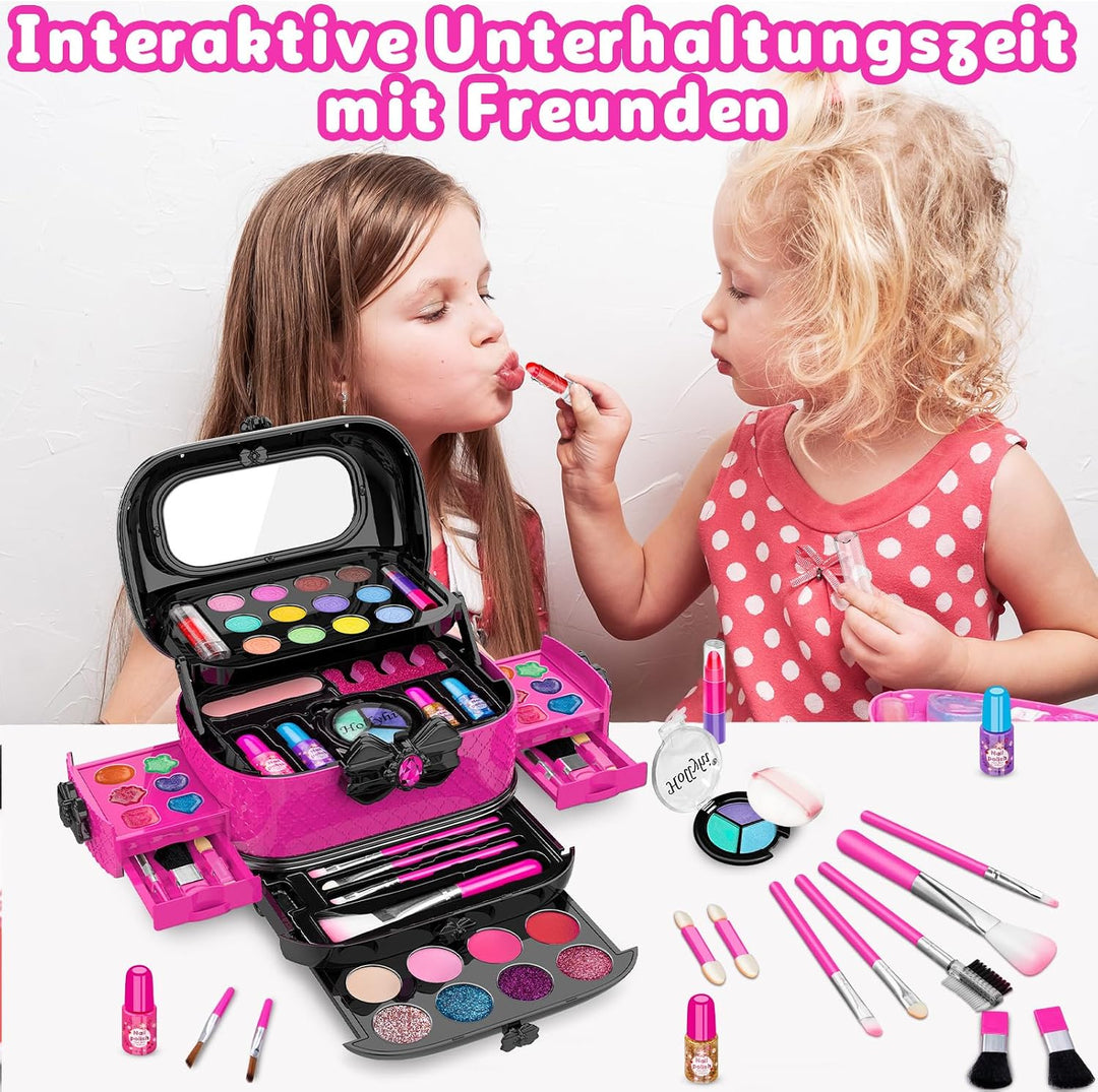 Hollyhi 58Pcs Wirklich Kinderschminke Set, Sicher Waschbar Schminkkoffer Mädchen Schminke Spielzeug,