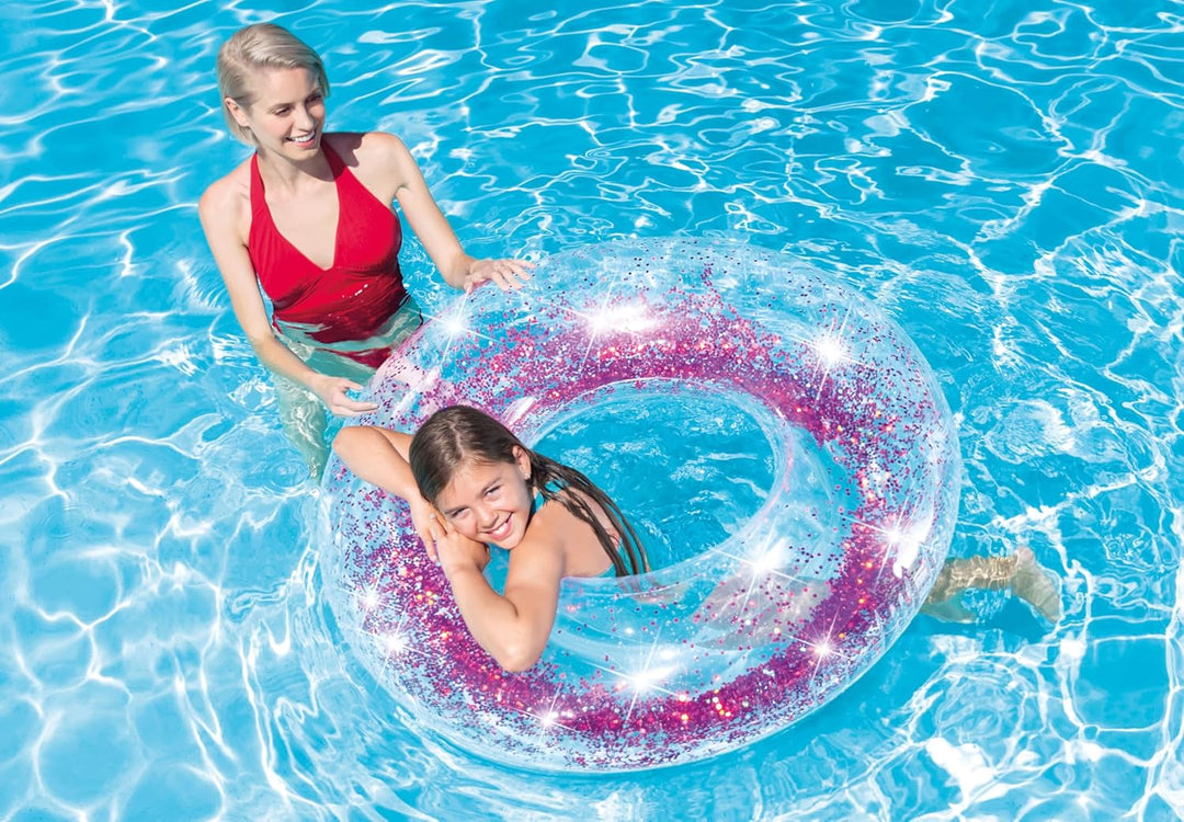 Intex 56274NP - Aufblasbarer Schwimmring Glitter, Vinyl, Mehrfarbig, 107 cm Einheitsgrösse Glitter,