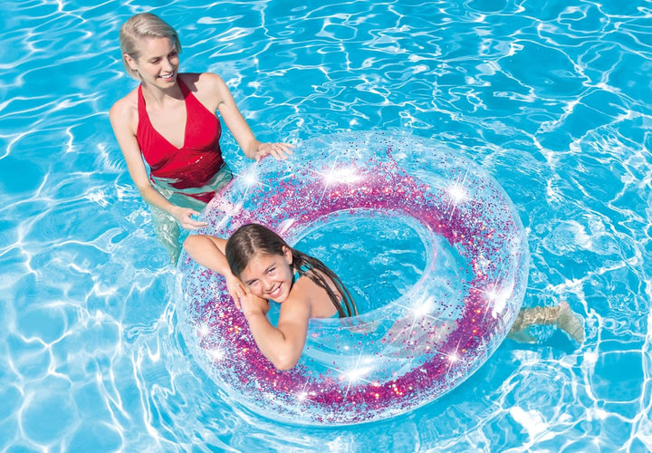 Intex 56274NP - Aufblasbarer Schwimmring Glitter, Vinyl, Mehrfarbig, 107 cm Einheitsgrösse Glitter,