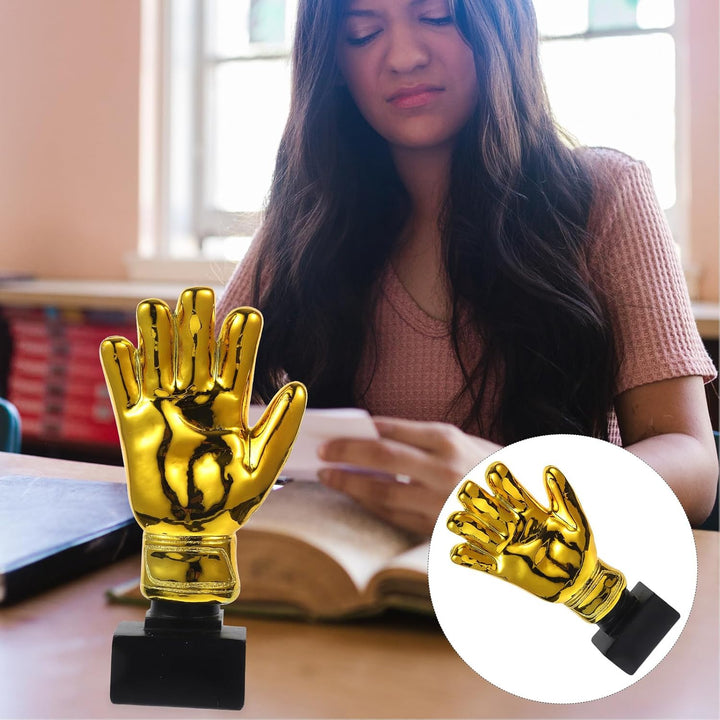 HOMSFOU Gold Award- Troph?e mit Basis- Torhüter- Plattieren von Harz Goalie Handschuhe Form Fussball