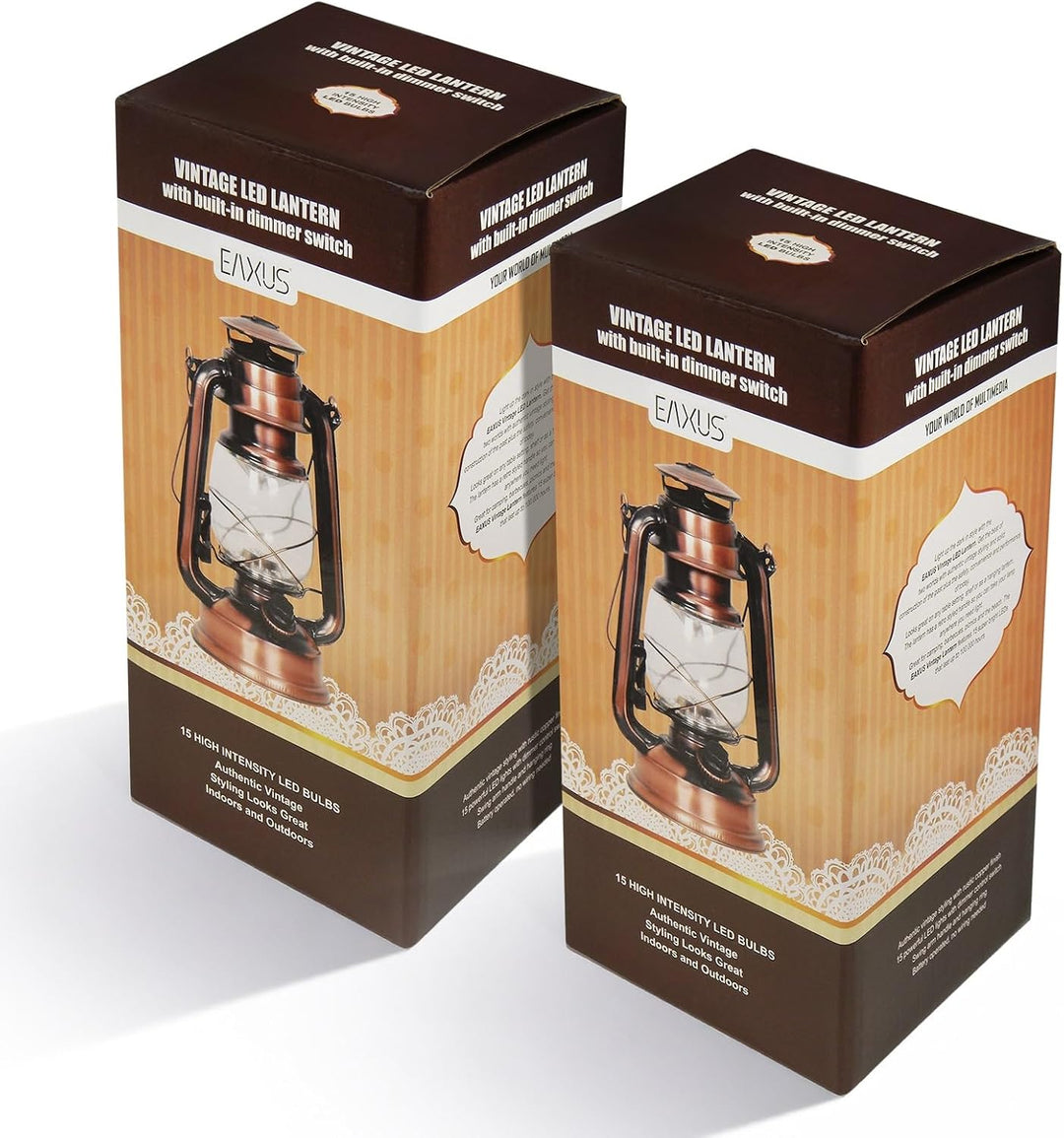 Eaxus® 2er Set LED Laterne im Design einer Öllampe - Dimmbar ☀️ Schöne Wohnzimmer-Deko & Gartendeko,