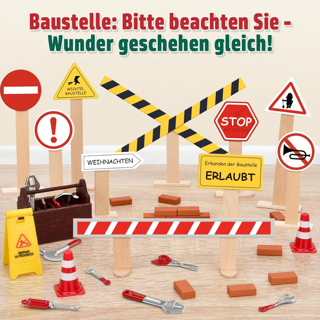 Wichtel Zubehör, 43 PCS Wichtel Set Weihnachten Komplett, Wichteltür Set mit Baustelle und Backset,