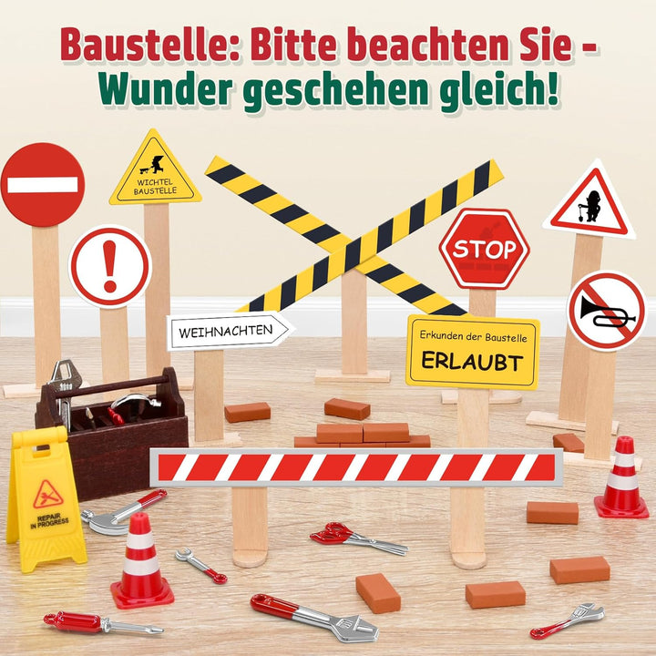 Wichtel Zubehör, 43 PCS Wichtel Set Weihnachten Komplett, Wichteltür Set mit Baustelle und Backset,