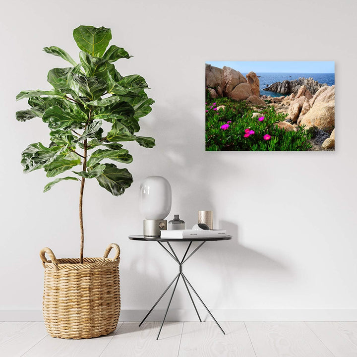 Feeby Wanddeko Landschaft Leinwandbild Kunstdruck Meer Beige 90x60 cm