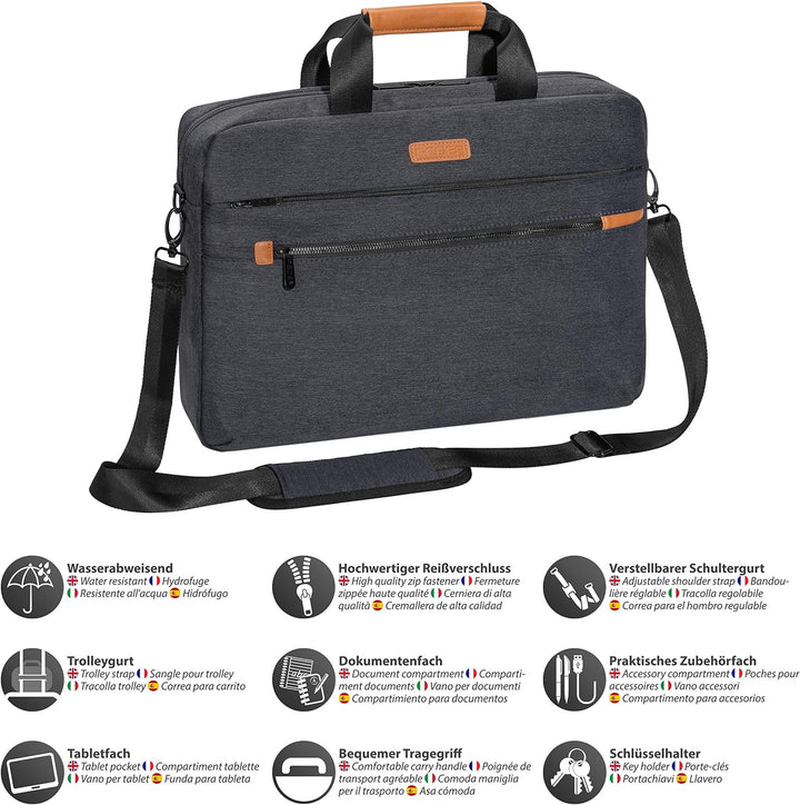 PEDEA Laptoptasche "Elegance Pro" Notebook-Tasche bis 15,6 Zoll (39,6 cm) Umhängetasche mit Schulter