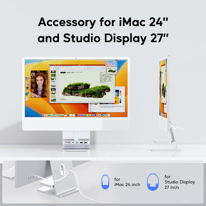 USB C Hub für iMac M1/M3/M4, iMac Zubehör 6 in 1 mit USB C 3.2 Gen 2, USB A 3.2 Gen 2, SD&TF, 2 x US