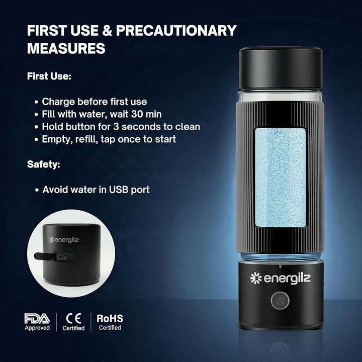 Wasserstoff-Wasserflasche, gross, 480 ml, Wasserstoff-Wasserflaschengenerator, 3000 ppb, Hydrogenato