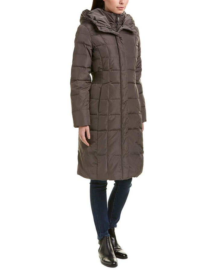 Cole Haan Damen Long Quilted Puffer Coat Down Jacket Daunenalternative Oberbekleidung M Carbon, M Ca