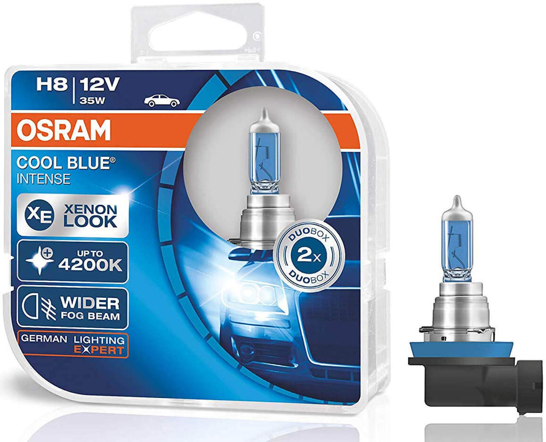 Osram 64212CBI-HCB COOL BLUE INTENSE H8 Halogen, Scheinwerferlampe, 12V, Duo Box, 2 Stück, Anzahl 2,