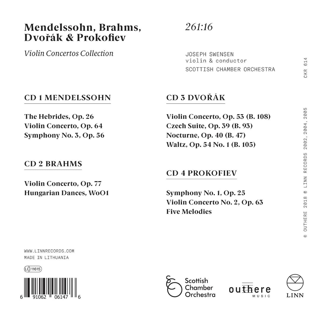 Joseph Swensen spielt Violinkonzerte von Mendelssohn, Brahms, Dvorak & Prokofieff, Audio-CD