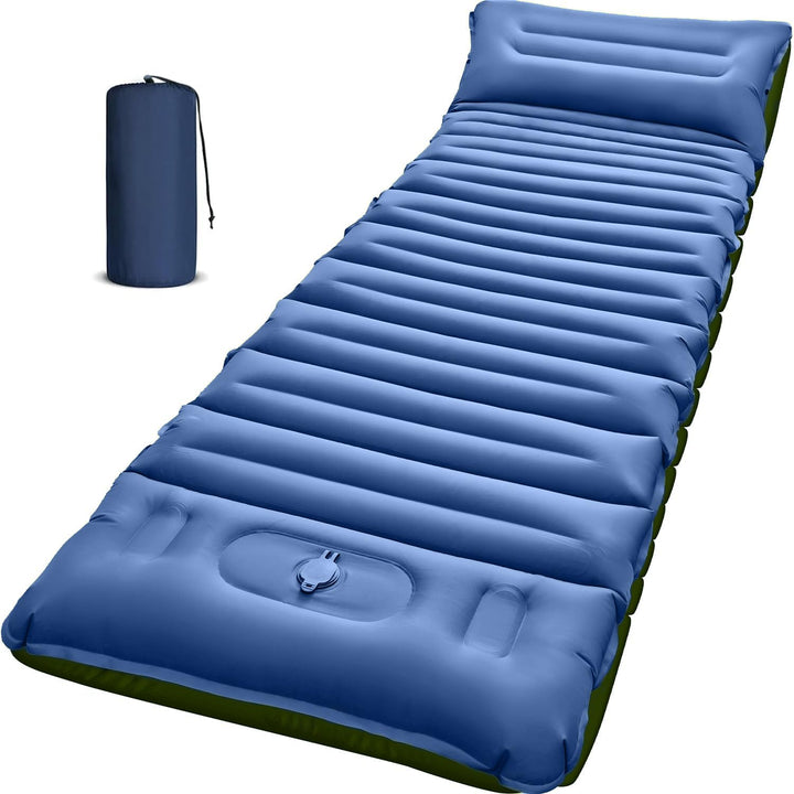 Myxslop Isomatte Camping, 12CM Aufblasbare Isomatte mit Fusspumpe &amp; Kissen Outdoor, Ultraleicht Luft