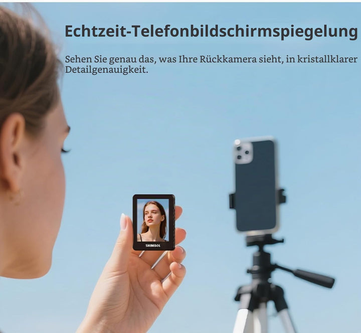 SHIMBOL CP5 Mini 2 Selfie Monitor Screen – Externes Display für Smartphone Rückkamera, 2.4" Vlog Scr