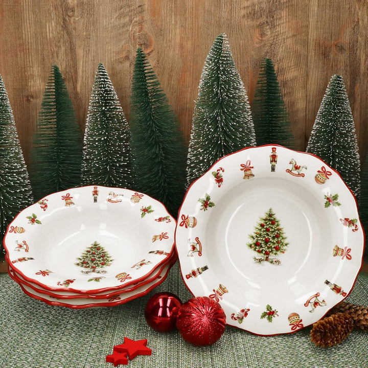 MamboCat Maestro Natale 4er Set Suppenteller I 350ml I Tiefe italienische Keramik-Teller für 4 Perso