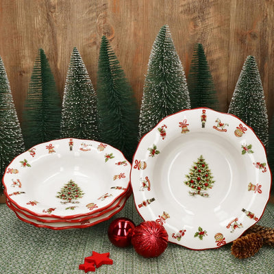 MamboCat Maestro Natale 4er Set Suppenteller I 350ml I Tiefe italienische Keramik-Teller für 4 Perso