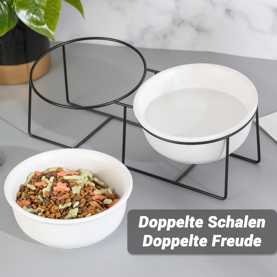 Hundenapf Keramik - Futternapf Hund Katzennapf - Futterstation Hund Katzen Erhöht mit Ständer - Dopp
