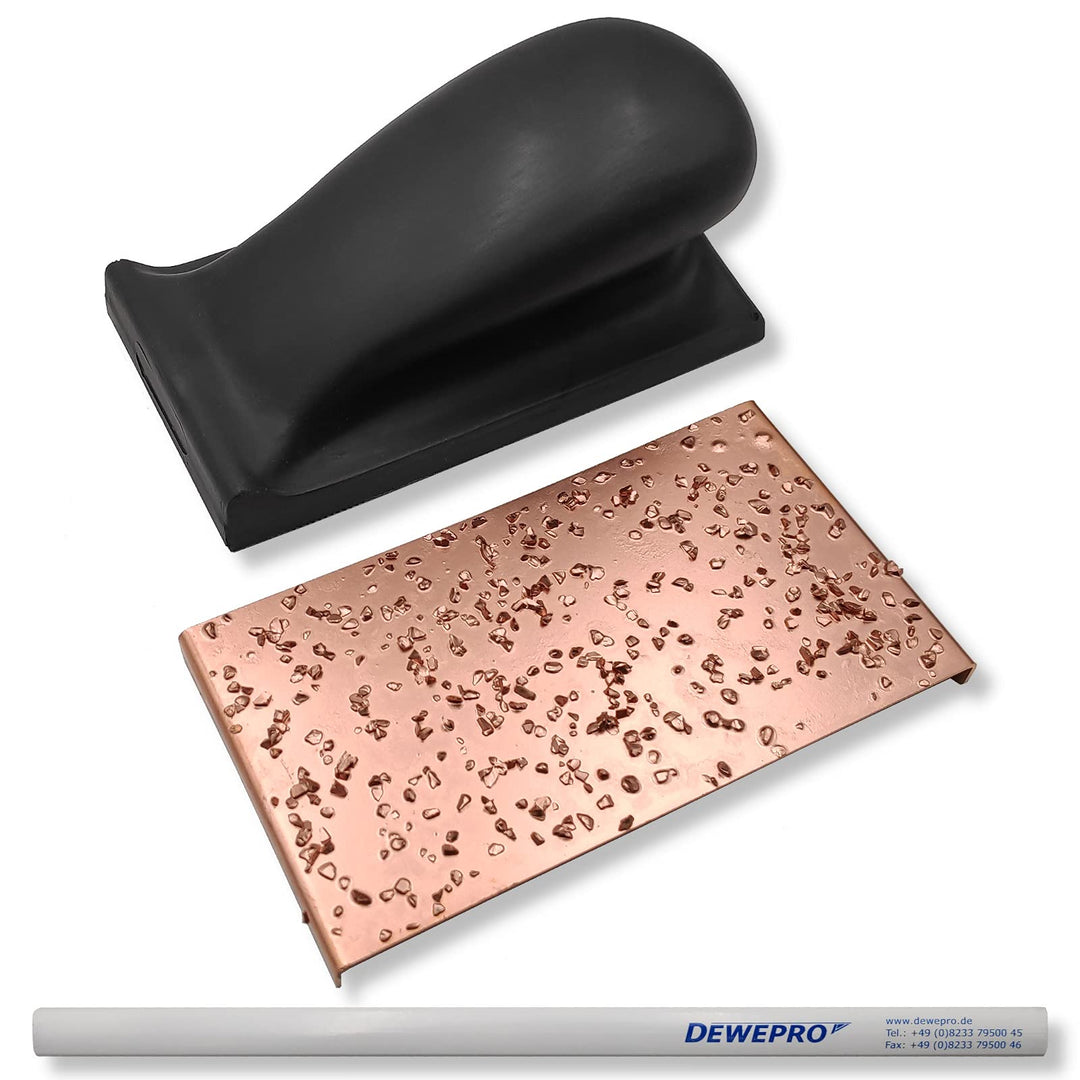 DEWEPRO Schleifklotz mit Klett inkl. wechselbarer Hartmetallplatte aus Wolfram Karbid - Körnung K14