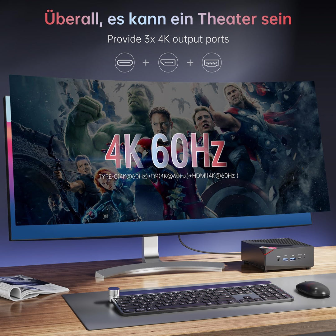 ACEMAGICIAN AM06 Pro Mini PC, AMD Ryzen 7 5825U (8C/16T, bis zu 4.5Ghz),32GB DDR4 1TB M.2 SSD Mini C