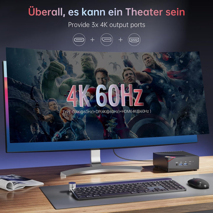 ACEMAGICIAN AM06 Pro Mini PC, AMD Ryzen 7 5825U (8C/16T, bis zu 4.5Ghz),32GB DDR4 1TB M.2 SSD Mini C
