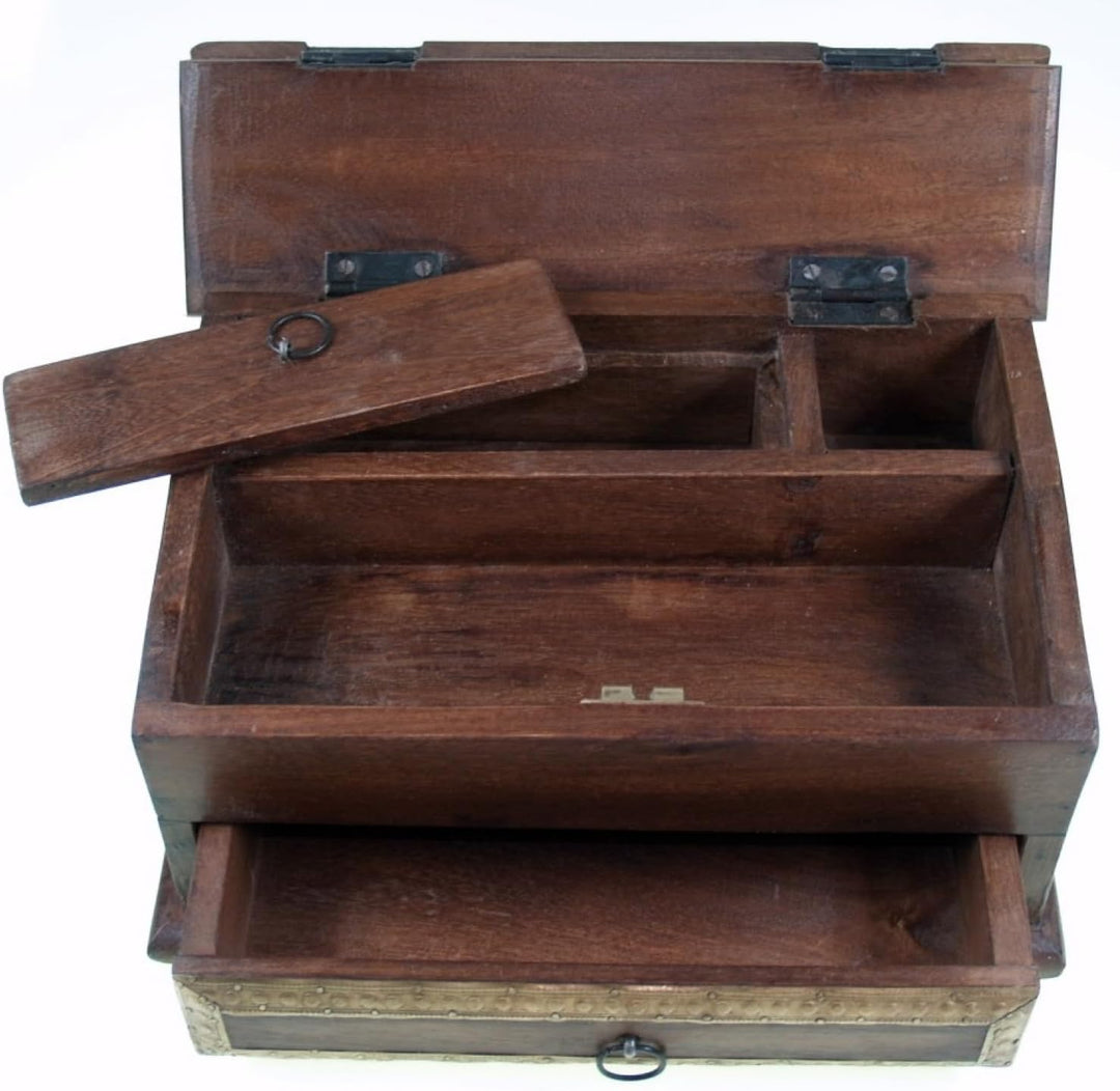 Rustikale kleine Schatztruhe, Holzschachtel, Schmuckdose, Modell 8, Modell 8