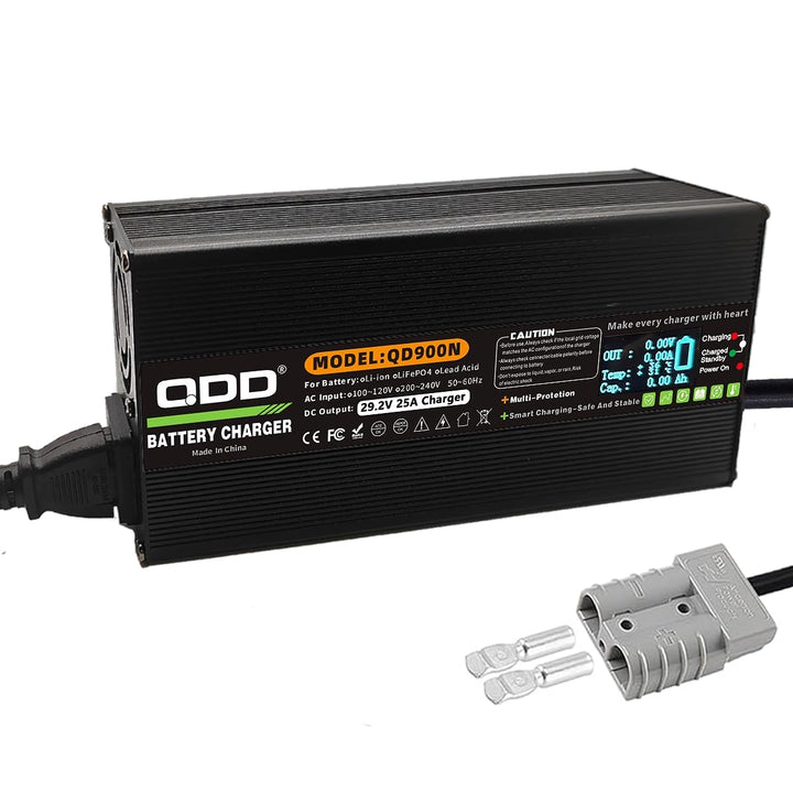 QDD 29,2 V 25 A Ladegerät, 24 V 25 A LiFePO4-Batterieladegerät für 8S 24 V 70 AH 100 AH 120 AH 200 A