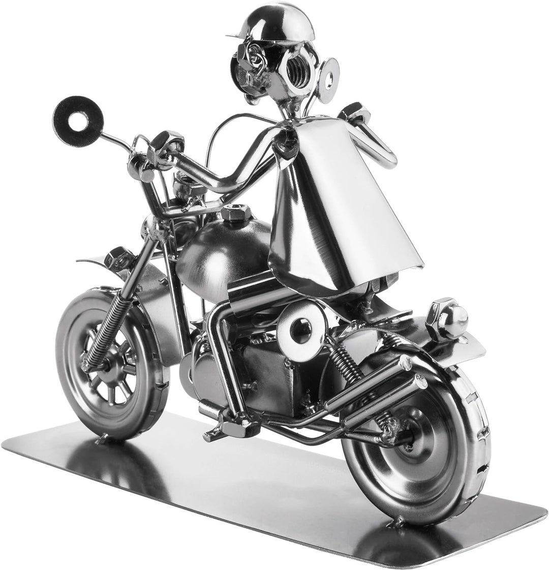 BRUBAKER Schraubenmännchen Motorradfahrer - Handarbeit Eisenfigur Metallmännchen - Metallfigur Gesch