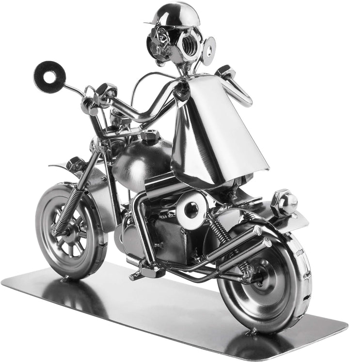 BRUBAKER Schraubenmännchen Motorradfahrer - Handarbeit Eisenfigur Metallmännchen - Metallfigur Gesch