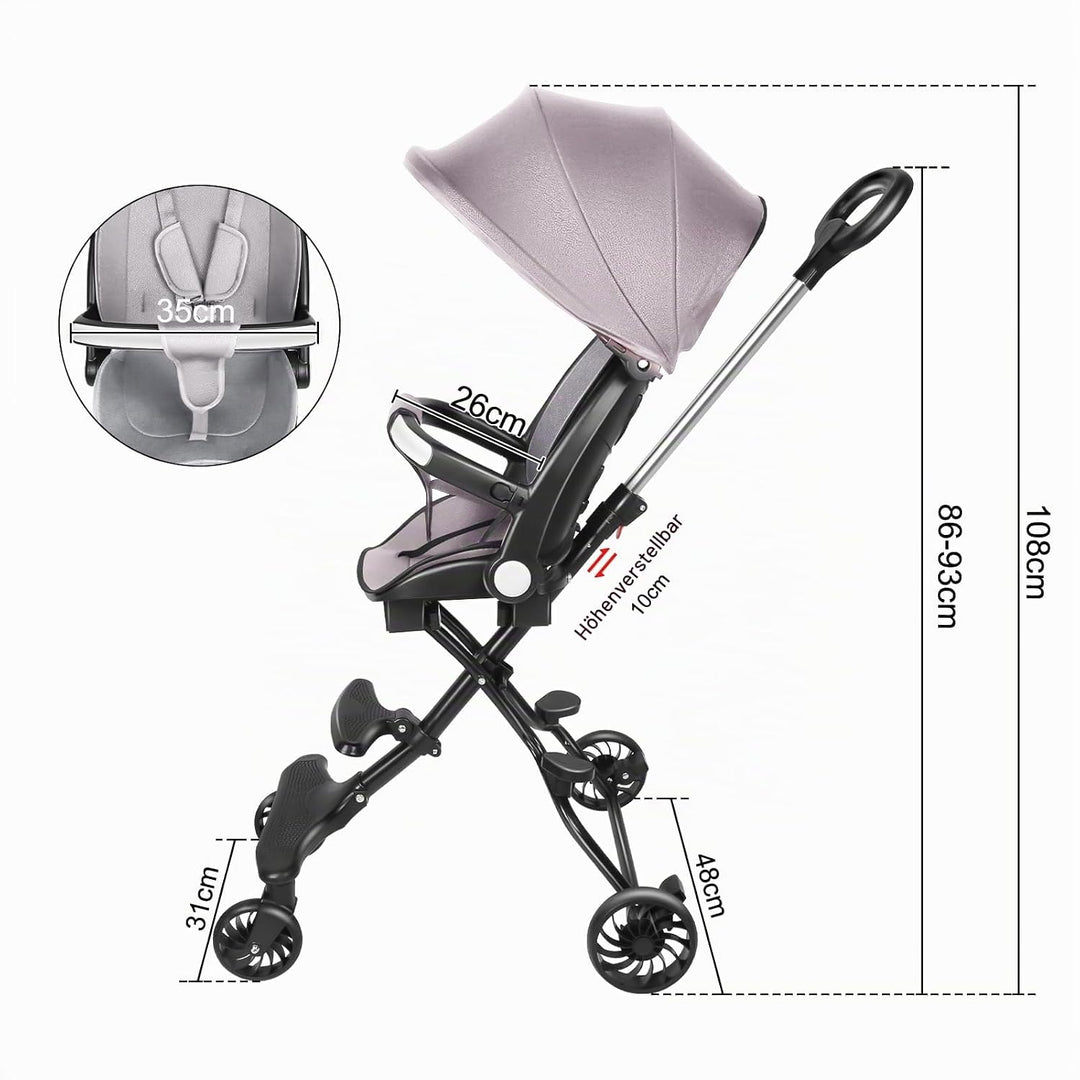 OHMG Kinderwagen,Reisebuggy, leicht und kompakt, Handgepäckgrösse, faltbarer Reise-Kinderwagen mit L