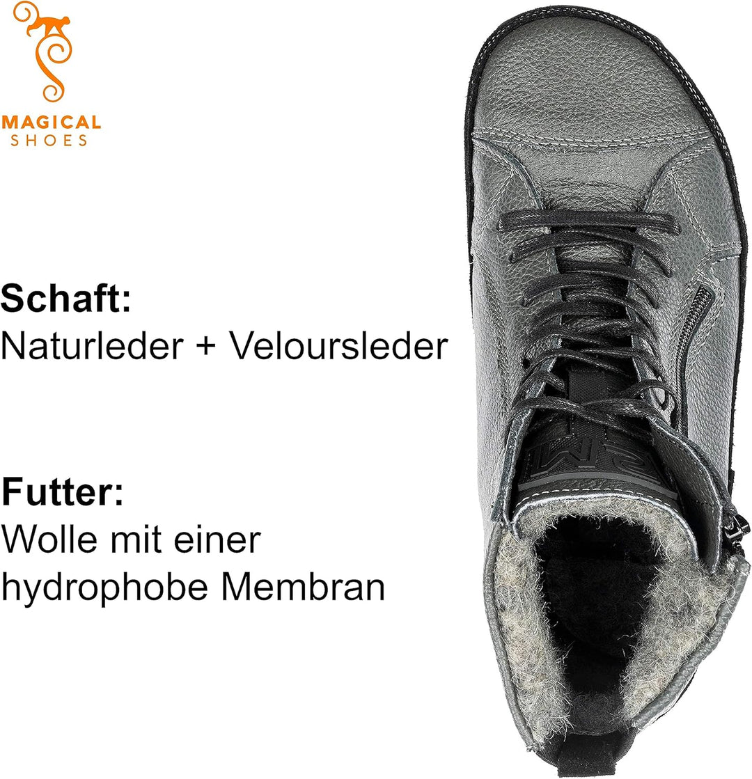 Magical Shoes Barfussschuhe gefüttert für Damen & Herren, Schnürstiefel, Stiefel Winter, minimalisti