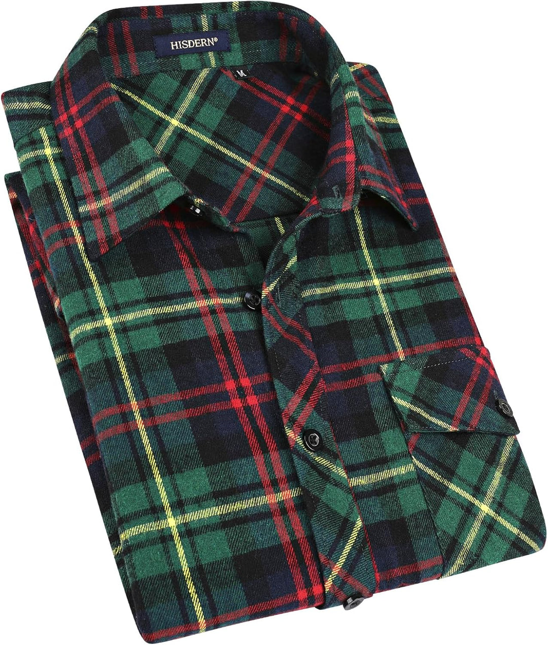 HISDERN Flanellhemd Herren Karierte Hemden Herren Langarm Button Down Baumwolle Holzfällerhemd Regul
