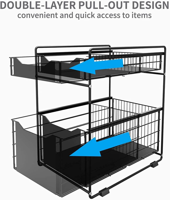 DAWNYIELD 2 Tier Organizer mit Speicher Unter Waschbecken Schiebeschrank Korb herausziehen Snack Org