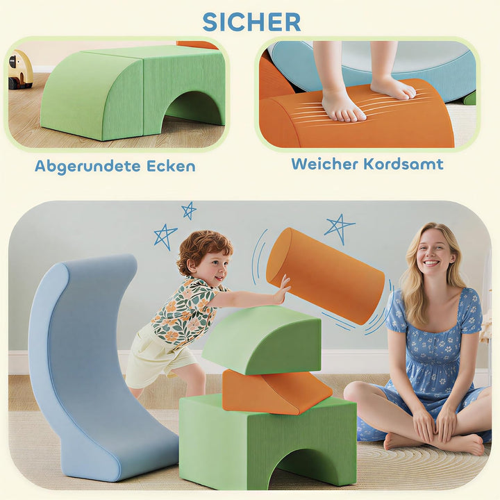 AIYAPLAY Schaumstoff Bausteine Kinder 5er-Set Softbausteine Grossbausteine Klettern Riesenbausteine