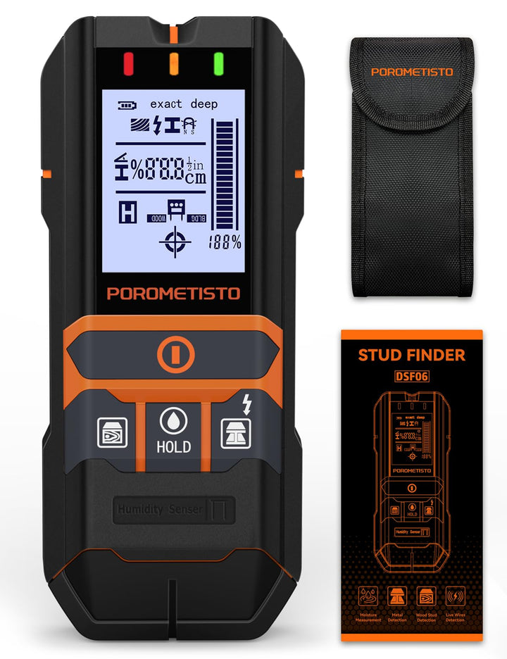 2-in-1 Stud Finder mit Feuchtemesser DSF06 für Holz, Metall, AC-Kabel | Wandscanner Metallortungsger