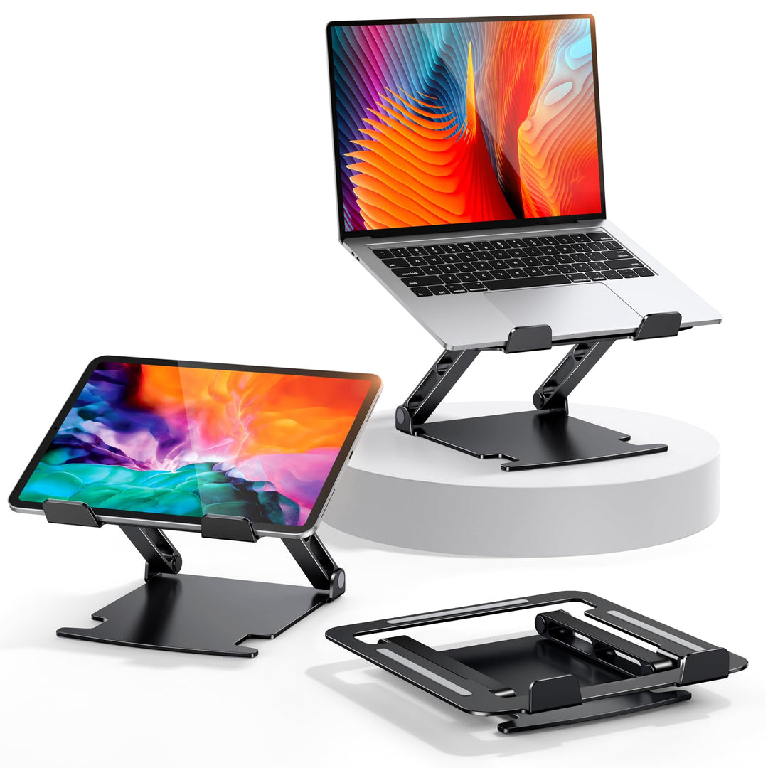 Glangeh Laptop Ständer Aluminium Robust, Belüfteter Ergonomisch Laptop Stand mit Höhenverstellbarer,